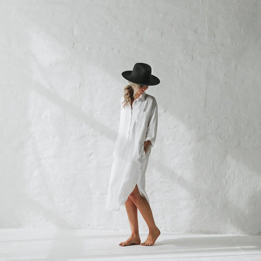 Seaside Tones White Shirt Dress