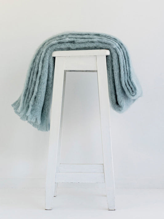New Zealand Made Mohair Blanket - Glacier