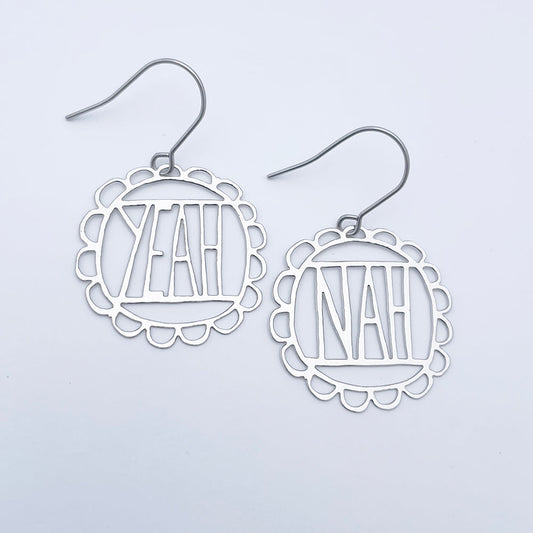 Denz Yeah Nah earrings in Silver - Mini