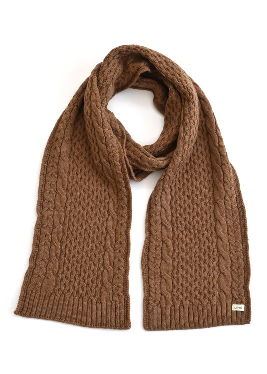 Uimi Aran Merino Wool Scarf - Coffee