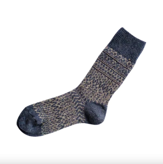 Nishiguchi Kutsushita Oslo Wool Socks - Navy and Grey