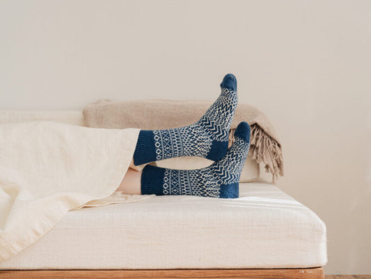 Nishiguchi Kutsushita Oslo Wool Socks - Seagull Blue