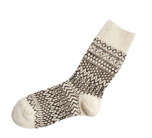Nishiguchi Kutsushita Oslo Wool Socks - Oatmeal and Charcoal