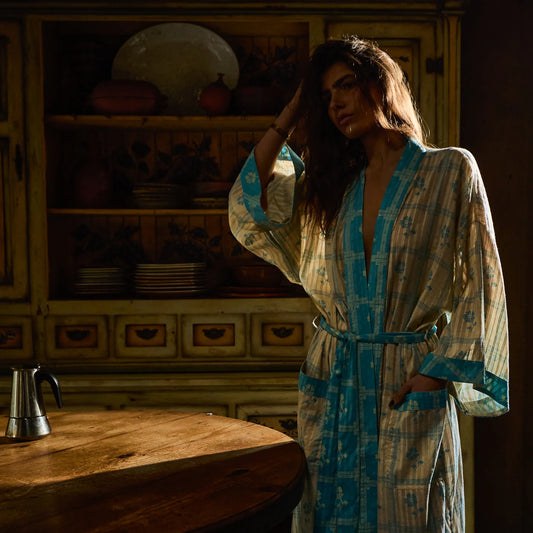 Sage & Clare Bonny Cotton Robe - Turquoise