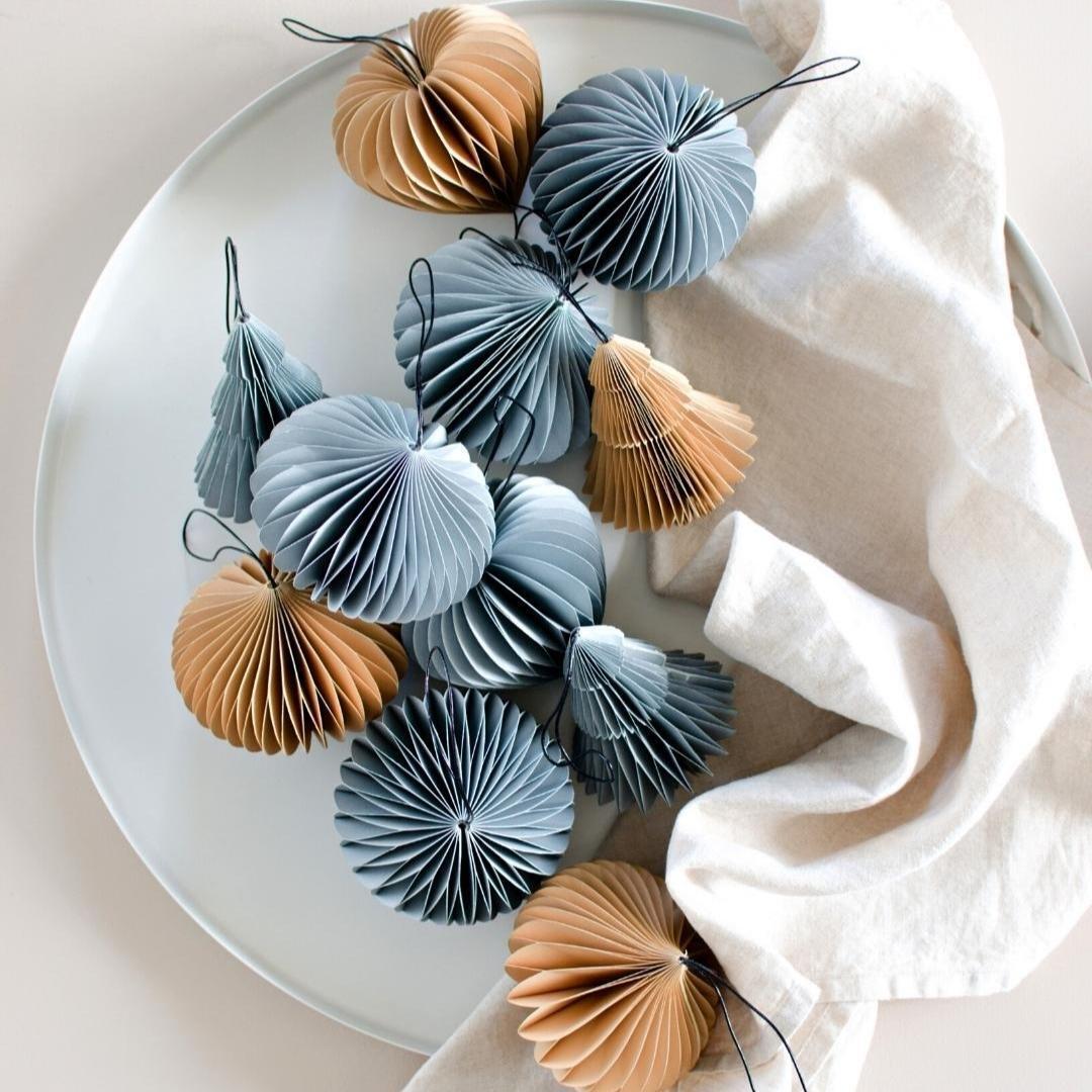 Paper Ornament - Dusty Blue Sphere