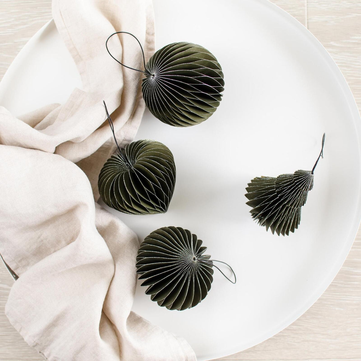 Paper Ornament - Olive Green Sphere