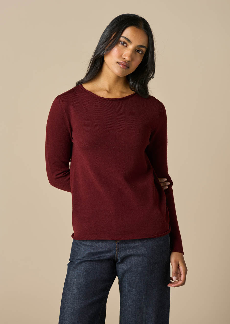 Uimi Phoebe Merino Wool Top - Merlot