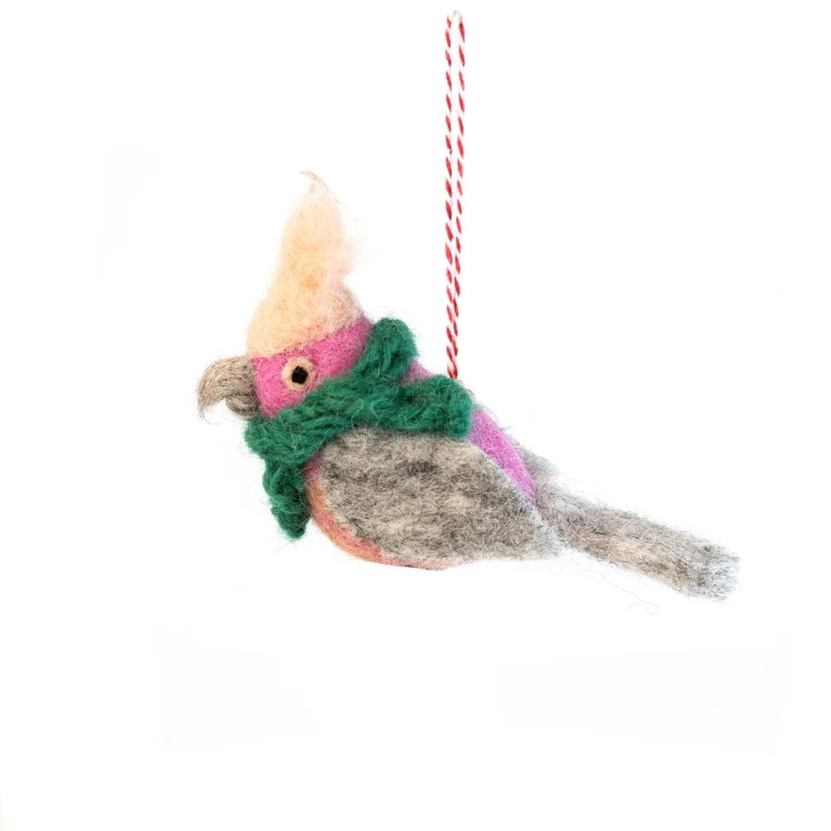 Felt Christmas Decoration - Pink Galah