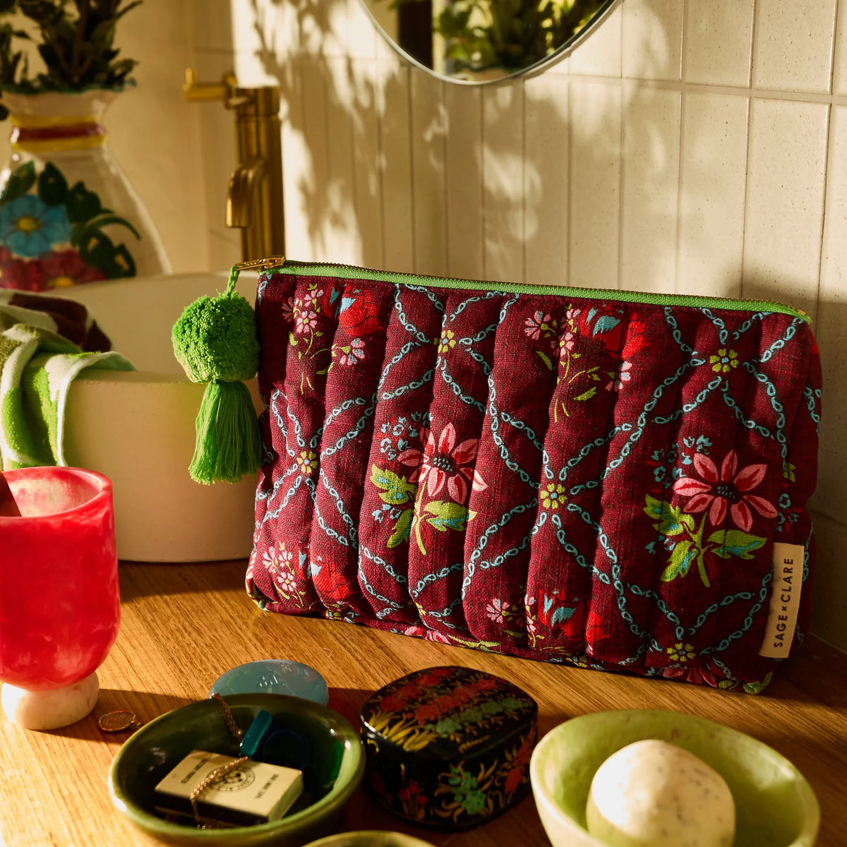 Sage x Clare -  Norali Quilted Cosmetic Bag