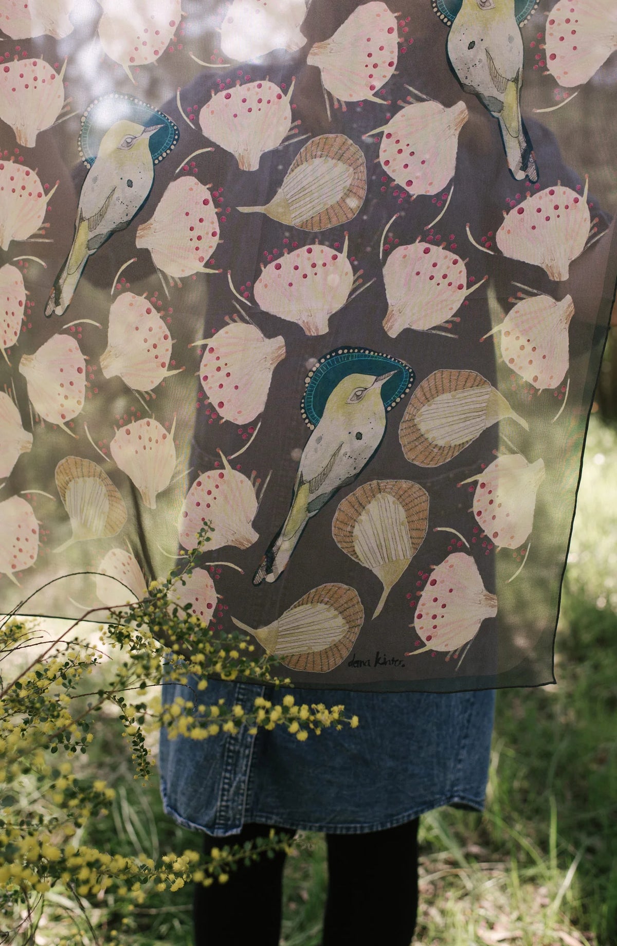 Dana Kinter "Sky Dance" Silk Scarf