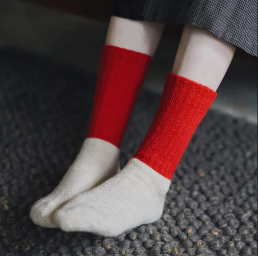 Nishiguchi Kutsushita Mohair Socks - Christmas Red