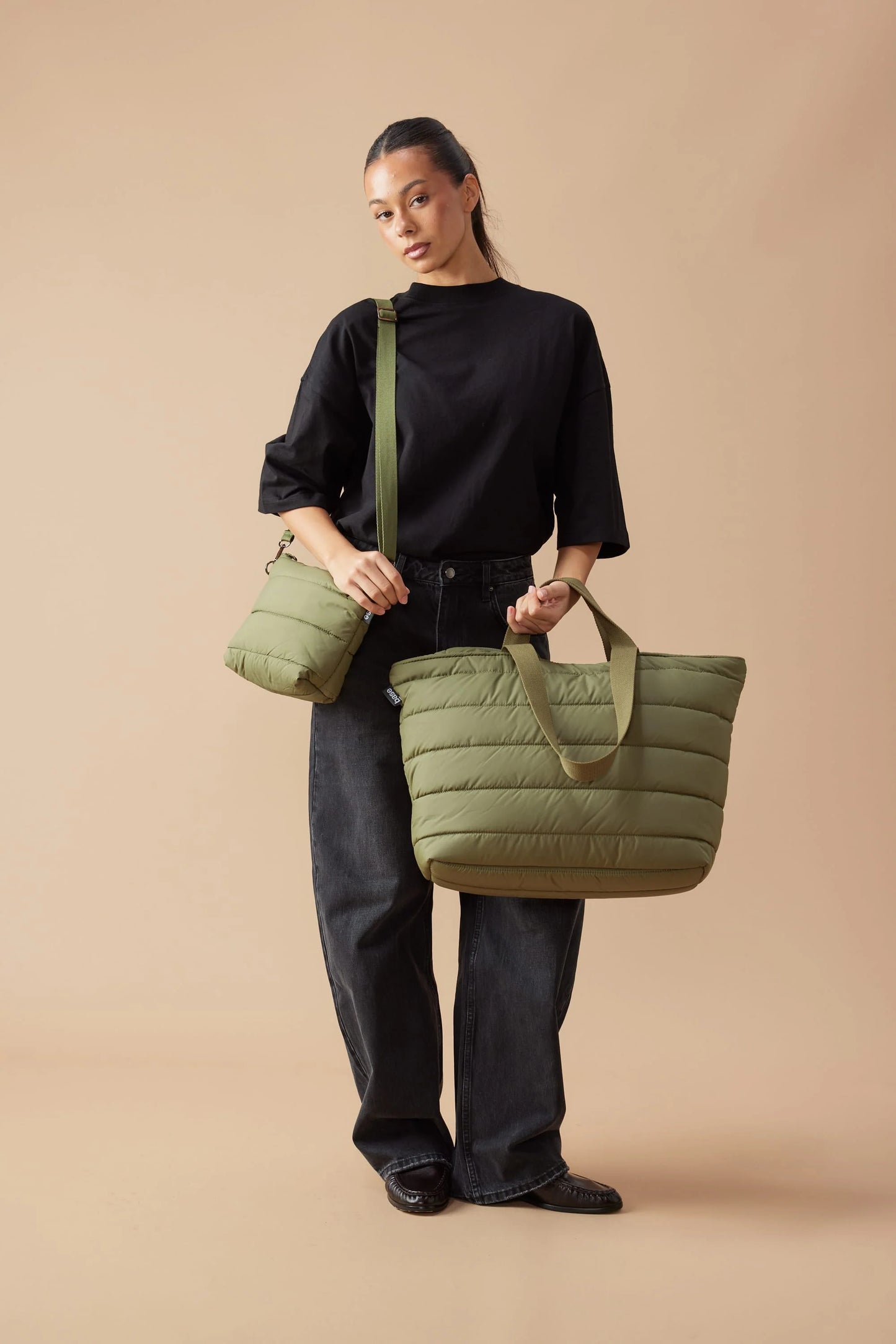 'Take It Base' Puffer Tote - Khaki