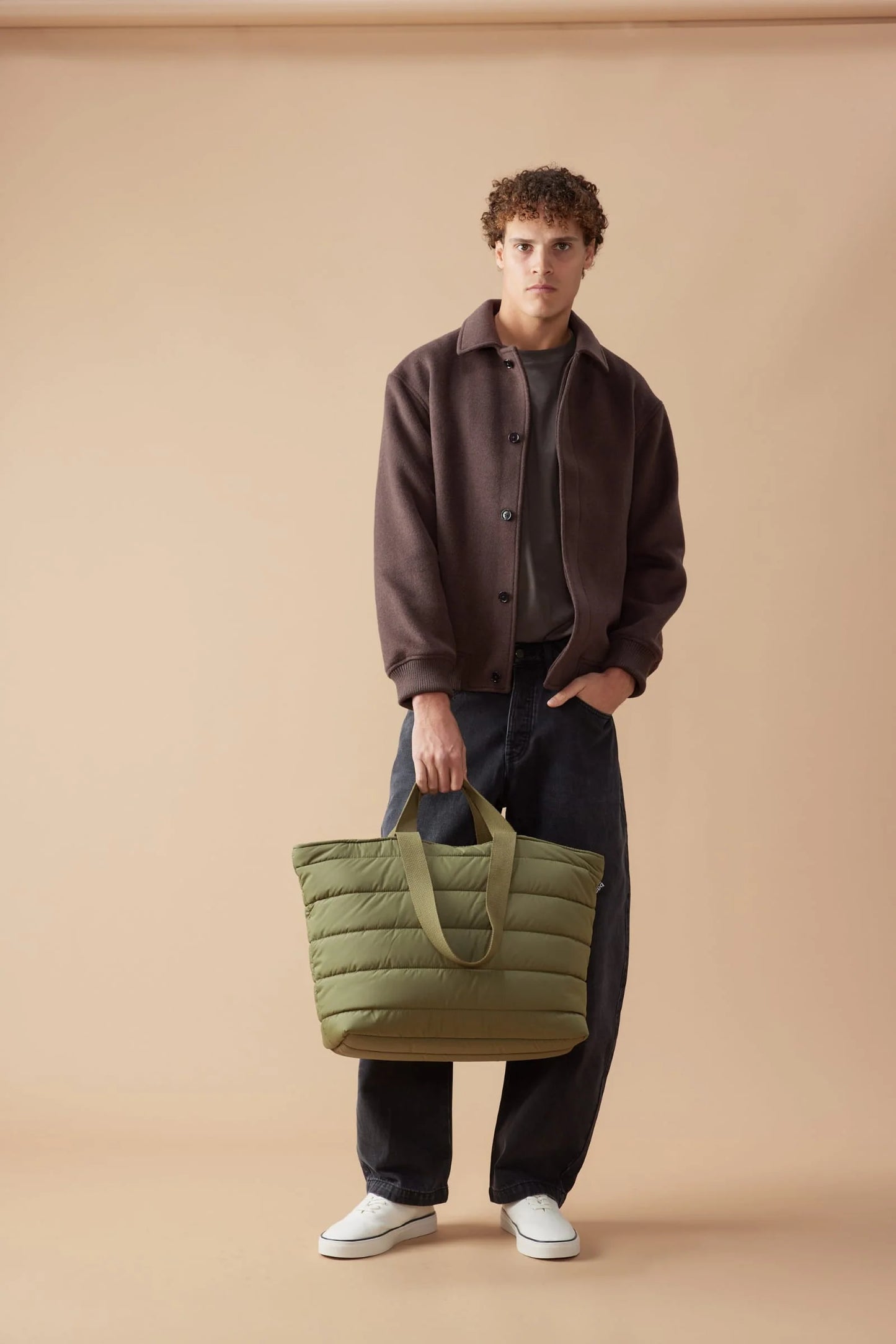 'Take It Base' Puffer Tote - Khaki