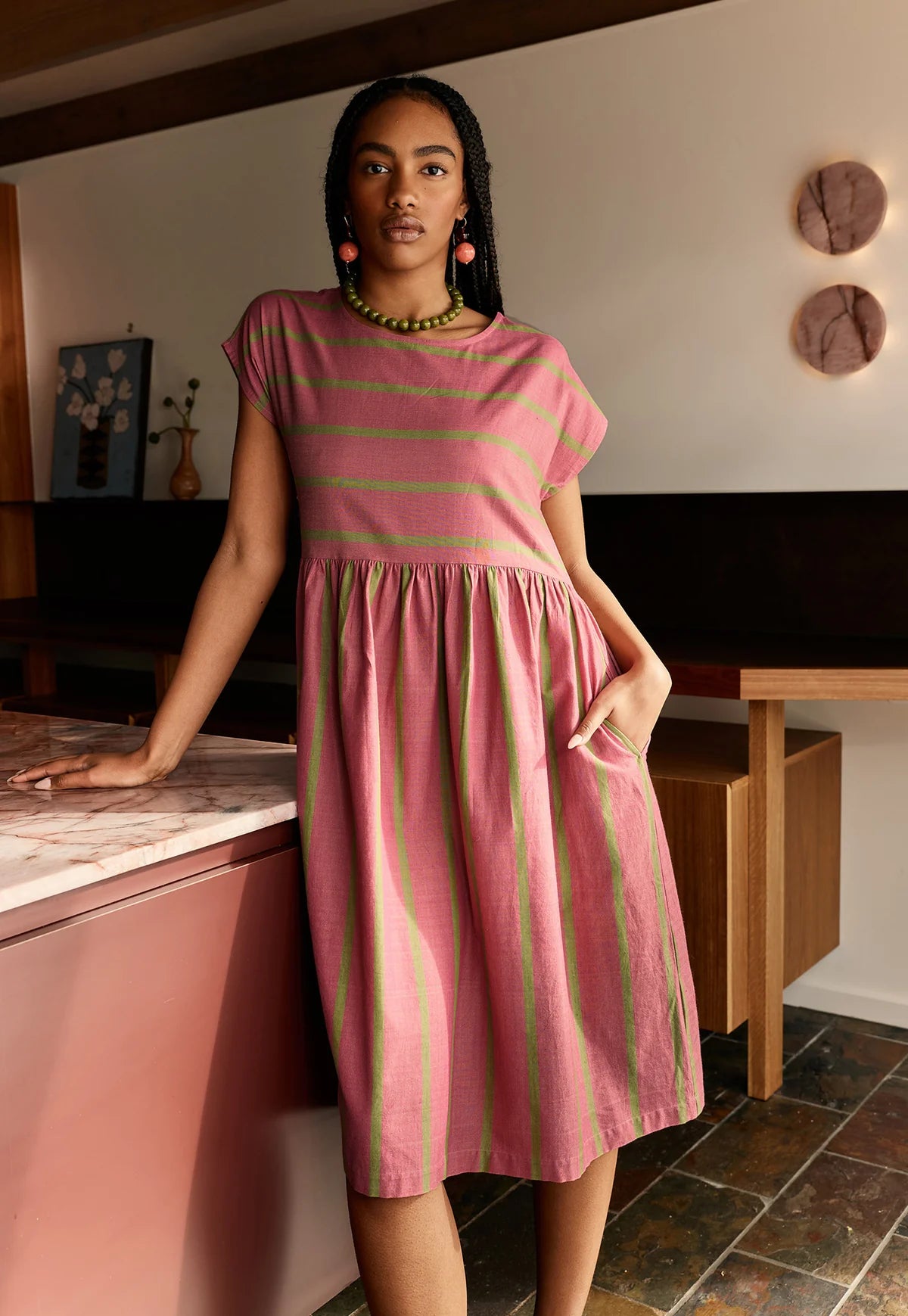 Nancybird Woven Tathra Dress - Bottle Brush Stripe