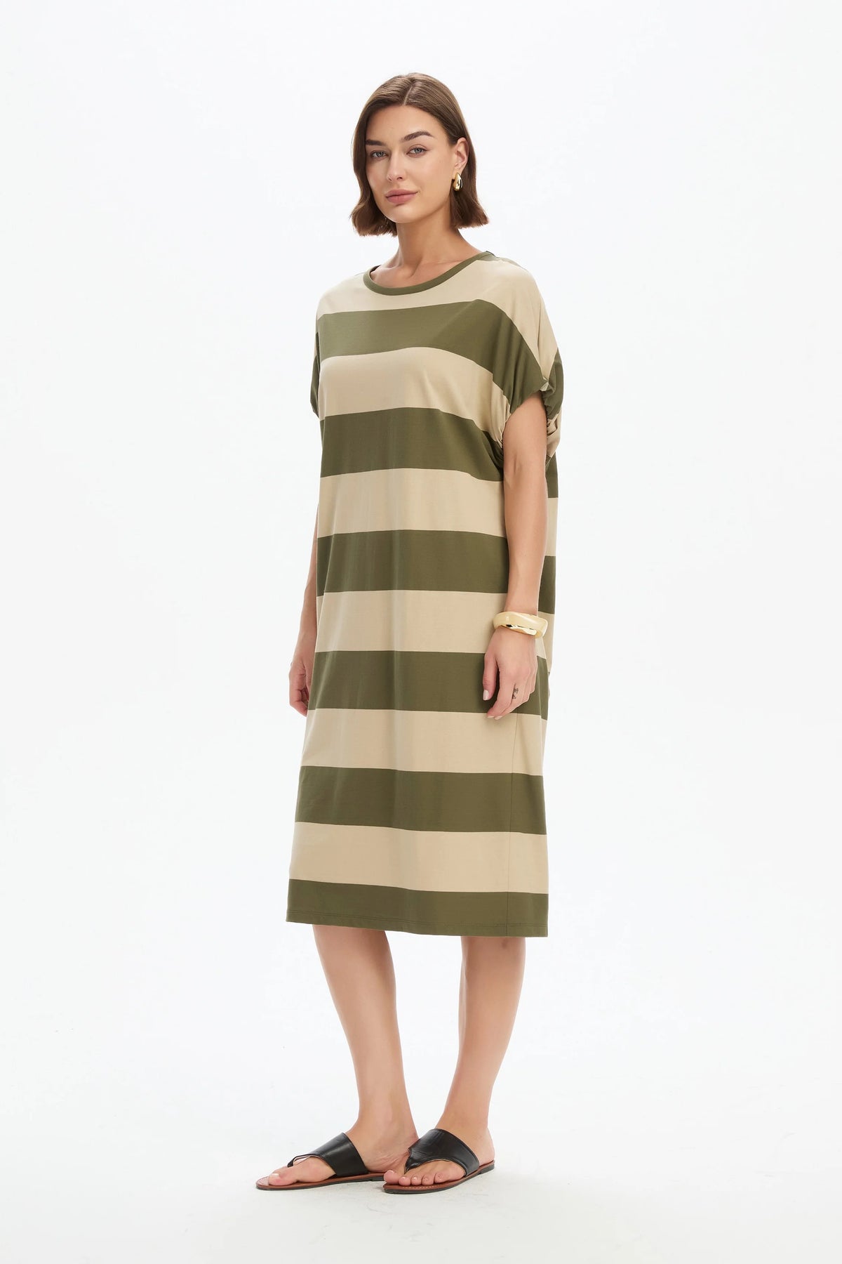 Tirelli Stripe Bubble Sleeve Dress