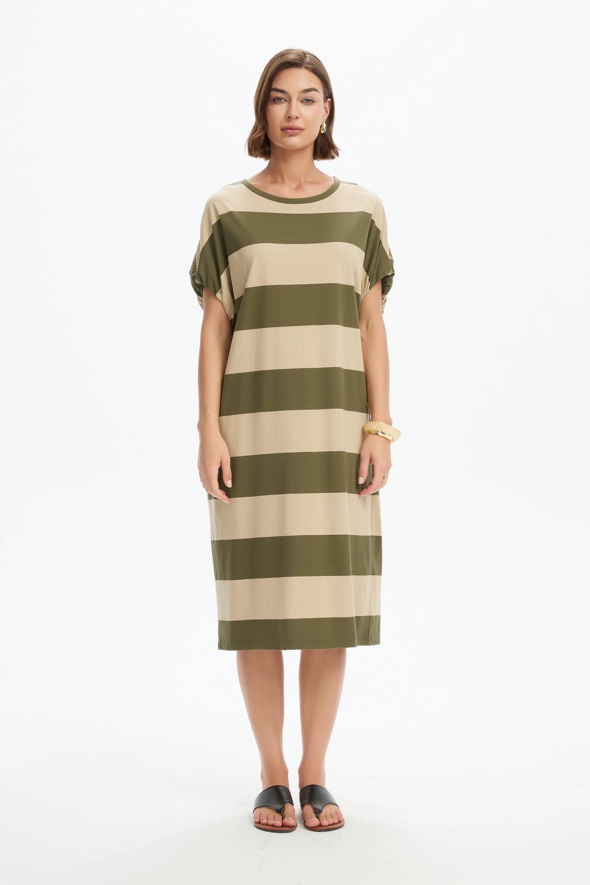 Tirelli Stripe Bubble Sleeve Dress