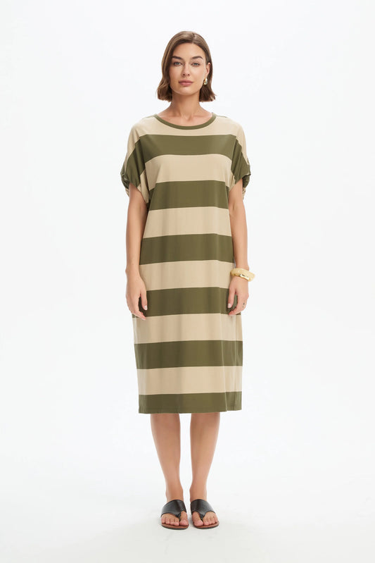 Tirelli Stripe Bubble Sleeve Dress