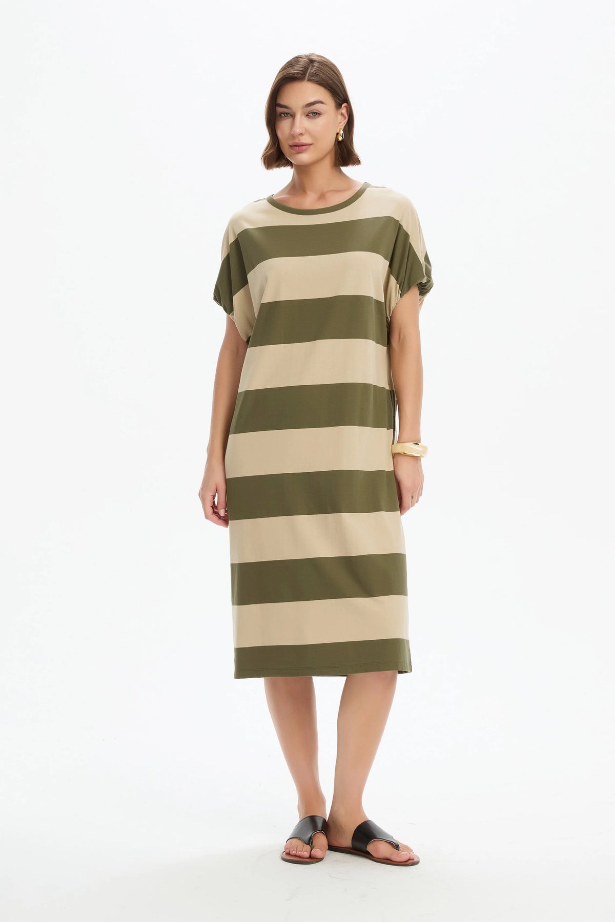 Tirelli Stripe Bubble Sleeve Dress