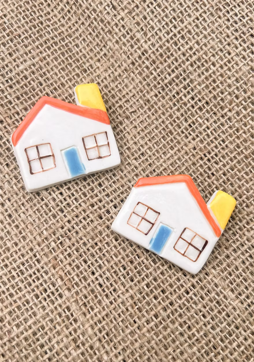 Togetherness Ceramic House Brooch