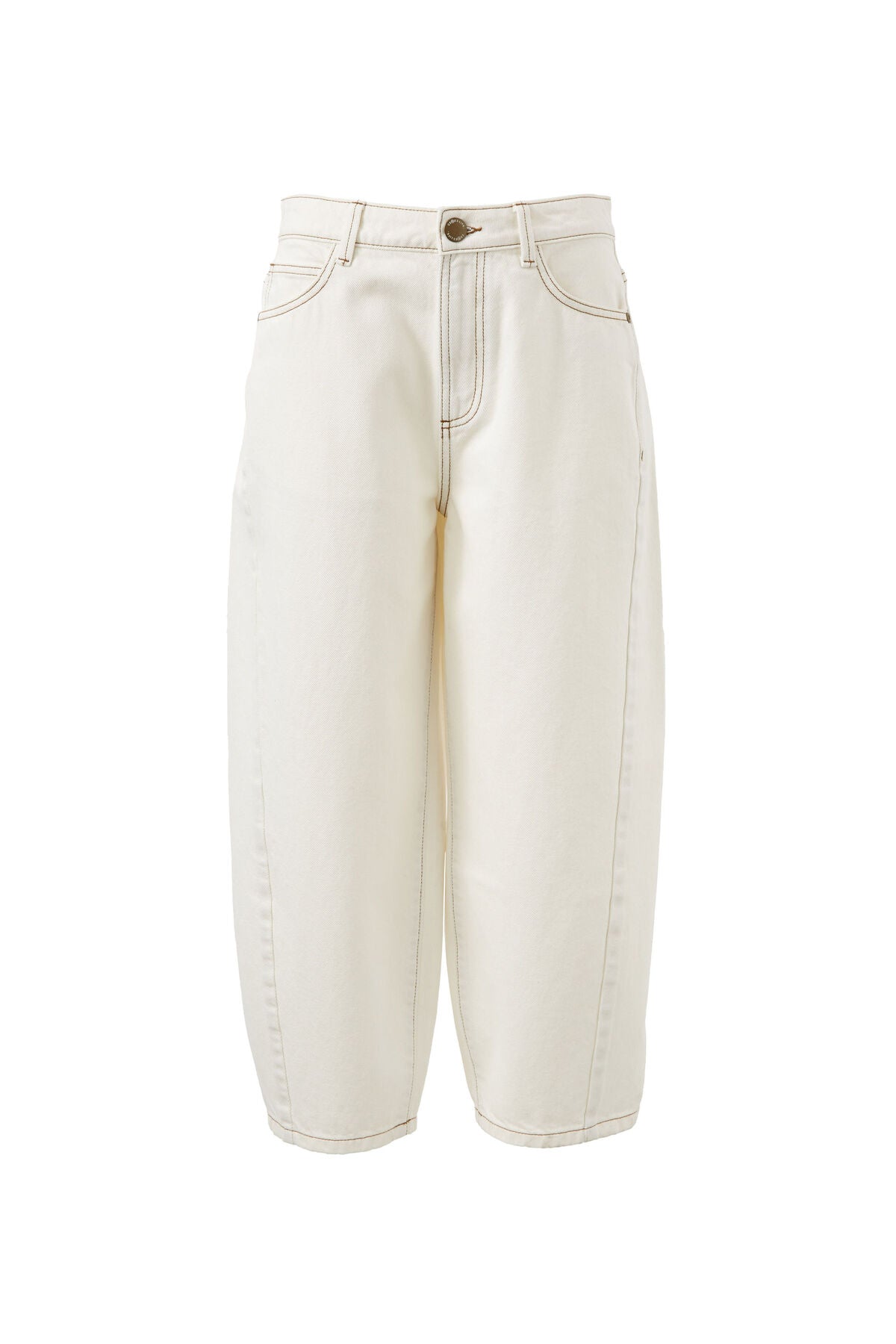 Ceres Life White Barrel Jeans