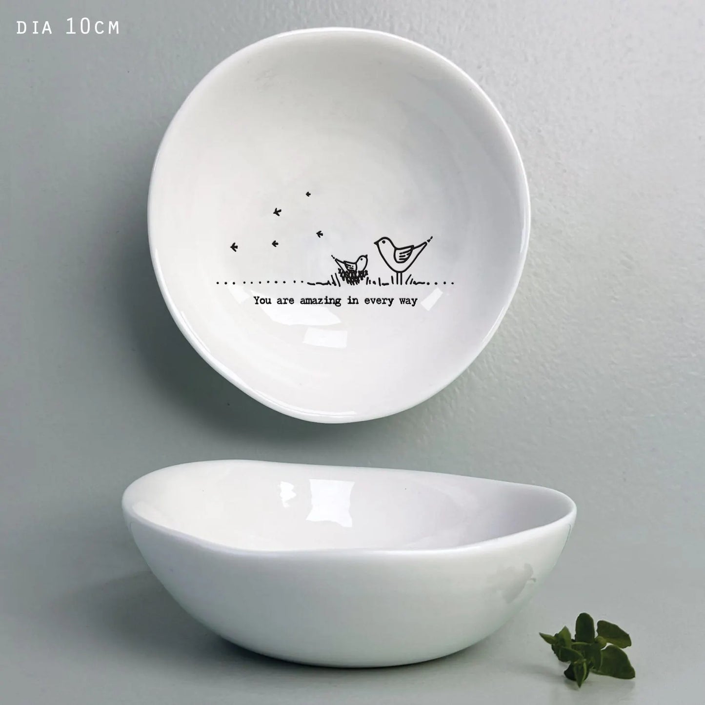 East of India Medium Porcelain Bowl with sweet little saying