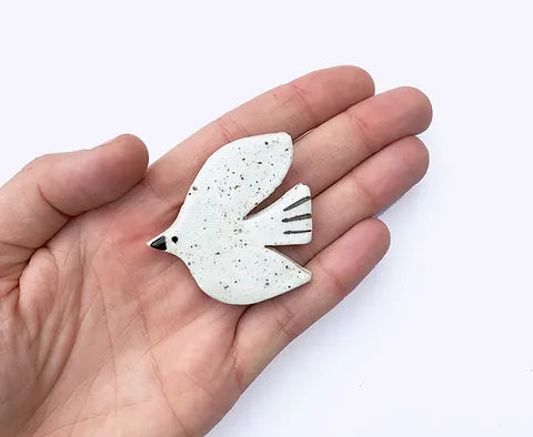 Togetherness Ceramic Speckled Bird Brooch