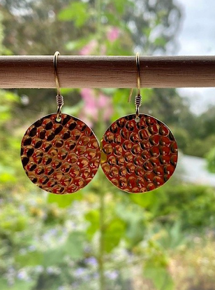 Loom Brass Hammered Round Earrings