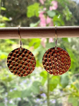 Loom Brass Hammered Round Earrings