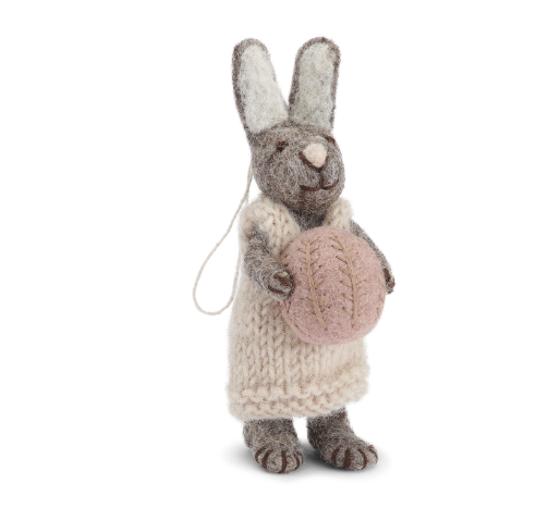 Gry and Sif Felted Bunny with pink egg