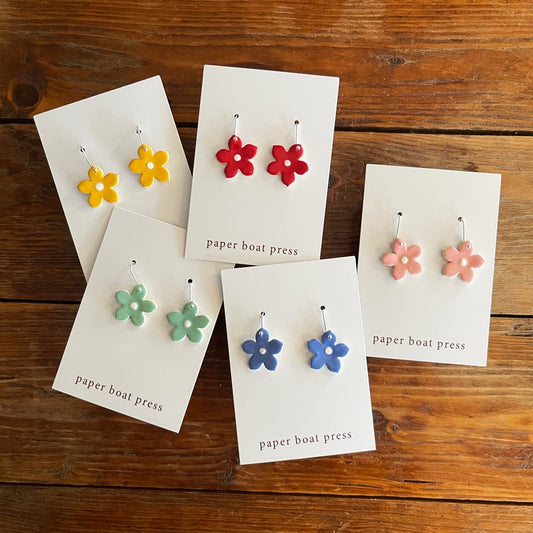 Paper Boat Press Coloured Flower Earrings