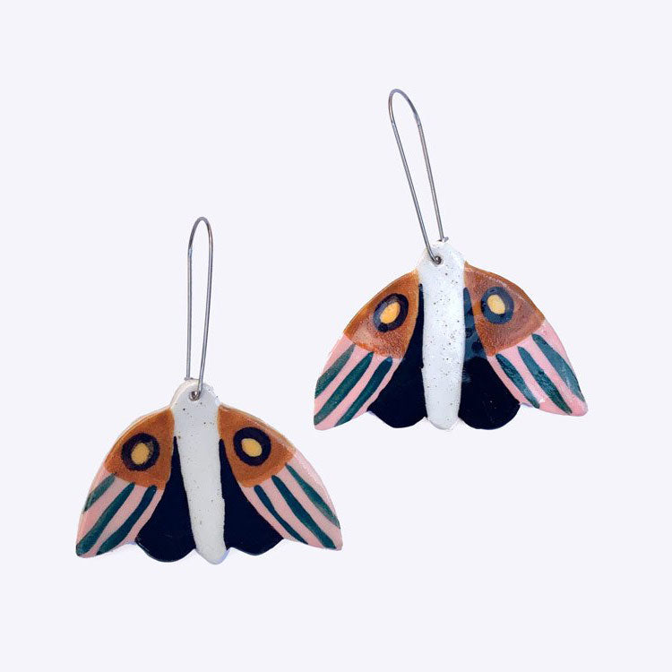 Togetherness Ceramic Midnight Moth Earrings